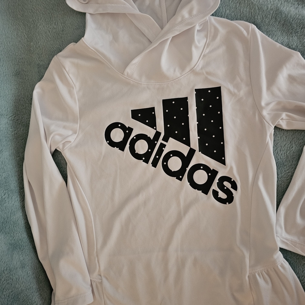 Adidas Kids White Hoodie Shirt - Picture 2 of 8